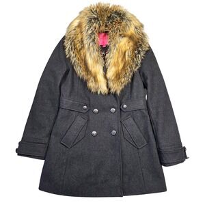 Vtg Y2k Betsey Johnson Gray Wool Blend Coat Women 6 2000s Bratz Preppy Boho Chic